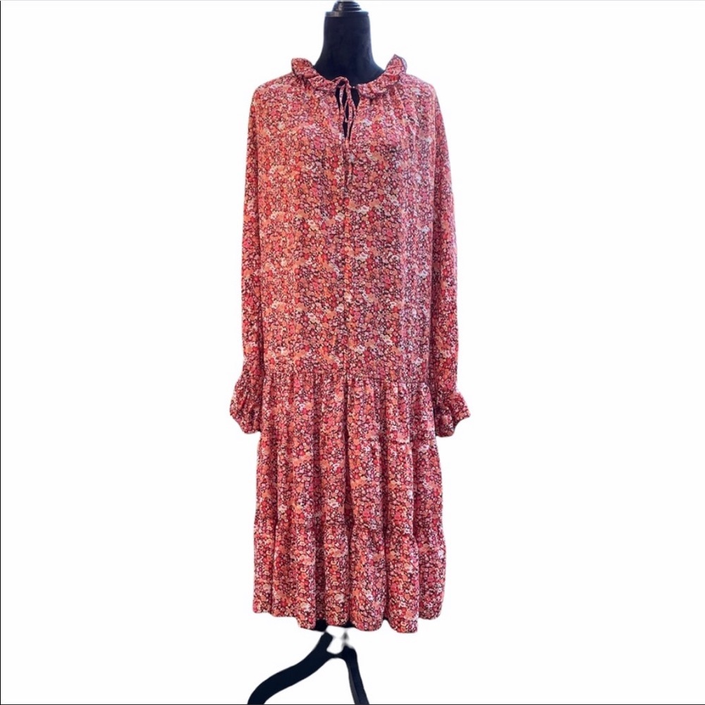 NEW Anthropologie OPT Pink Floral Midi/Maxi Dress
